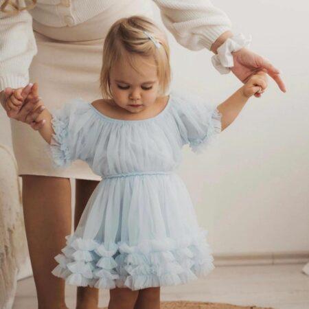DOLLY Frilly kleit helesinine