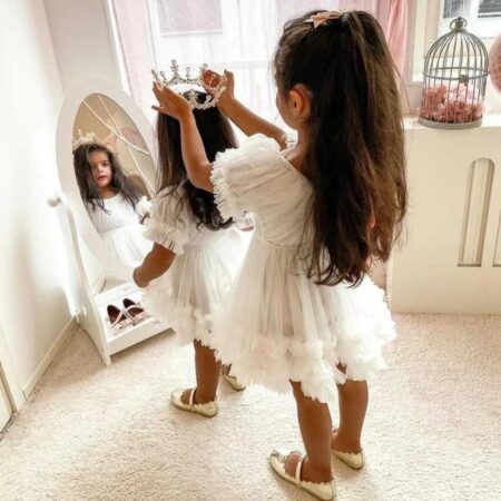 DOLLY Frilly kleit valge